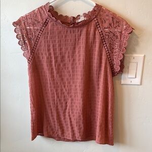 Lace Sleeve Mauve Top